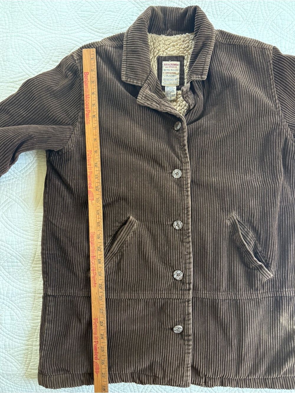 Abercrombie & Fitch Corduroy Sherpa-Lined Jacket Vintage Medium - Picture 5 of 6